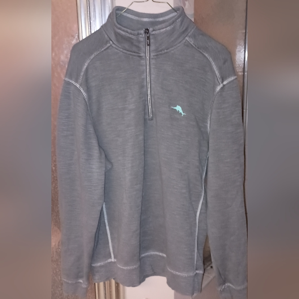 Tommy Bahama Gray Zip-Up Jacket Mens Medium Cotton Tencel